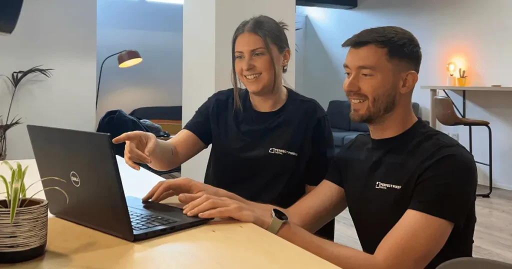 Charlotte and Alex, the web design and development team at Perfect Pixels Digital