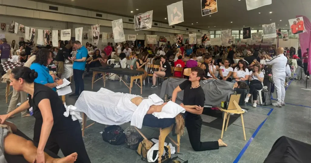 Massage therapists at the National Massage Championship in Paris 2025